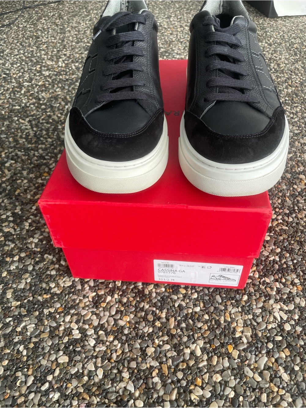 Salvatore Ferragamo Black Low-Top Suede & Leather Sneakers